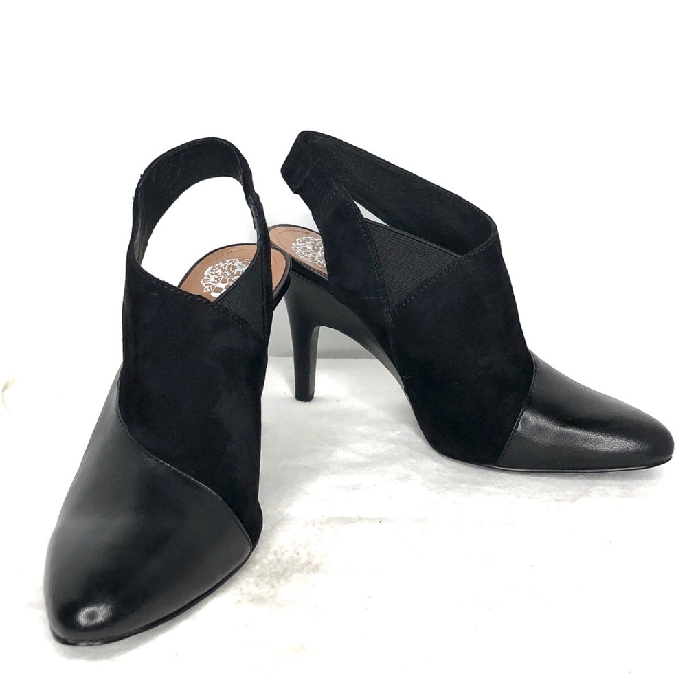 NWOT Vince Camuto Black Leather Slingback Heels
